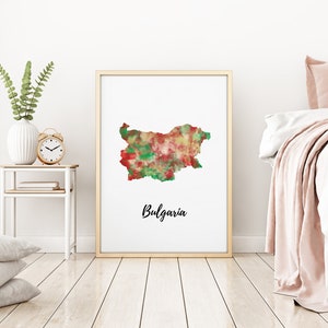 Bulgaria Map | Bulgaria Art | Bulgaria Poster | Country Map | Wall Decor Art | Home Decor | Digital Print Instant Download