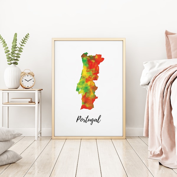 Portugal Map | Portugal Art | Portugal Poster | Country Map | Wall Decor Art | Home Decor | Digital Print Instant Download
