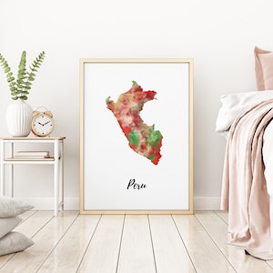 Peru Map | Peru Art | Peru Poster | Country Map | Wall Decor Art | Home Decor | Digital Print Instant Download