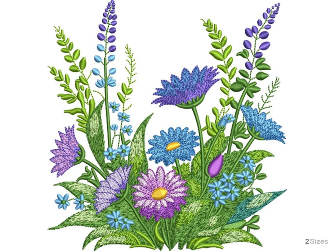 Floral Machine Embroidery Design - Garden Blooms Pattern - Flower ...