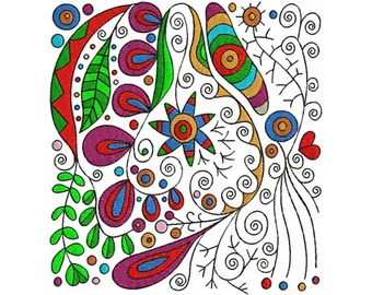 Colorful Florals - Vibrant Colorful Florals for DIY Projects - Floral Embroidery - Machine Embroidery Design - Digital Instant Download
