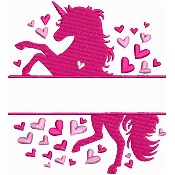 Embroidery Design: Pink Unicorn with Hearts | Customizable Name in Center | Magical Gift, Personalized Embroidery, Machine Embroidery Design