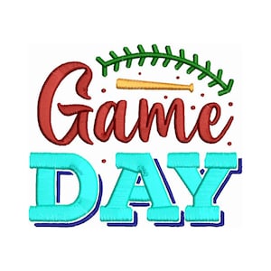 Game Day - Machine Embroidery Design - Baseball Bat Embroidery - Sport Embroidery - Game Day Embroidery - Embroidery File - Instant Download