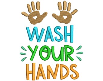 Wash Your Hands Machine Embroidery Design, Embroidery Designs, Machine Embroidery, Embroidery Patterns,Embroidery Files,Instant Download