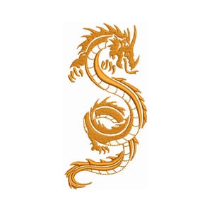 May include: A gold-colored stylized dragon design with intricate details. The dragon is curled in a circular shape with its head facing forward.