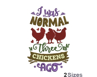 Three Chickens Ago Embroidery - Chicken Embroidery - Animal Embroidery - Machine Embroidery Design - Digital Instant Download - 2 Sizes