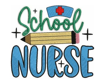 School Nurse Embroidery Design - Machine Embroidery Design- Nurse Embroidery- School Designs-  Embroidery Files- Instant Download