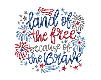 Land Of Free - Patriotic Embroidery Design - USA Pride - Embroidery  Pattern - Machine Embroidery Design - Digital Instant Download -2 Sizes