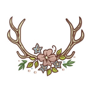 Floral Antlers Embroidery - Beautiful Embroidery - Artwork for DIY Embroidery- Machine Embroidery Design - Digital Instant Download -2 Sizes