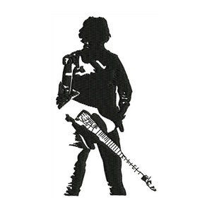 Bruce Springsteen Silhouette Machine Embroidery Design - Rock and Roll Music Fan Art - Digital Instant Download - 2 Sizes