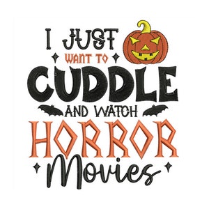 Spooky Snuggles: Halloween-Themed Machine Embroidery Design for Cuddling & Horror Movie Nights - Instant Download - 2 Sizes
