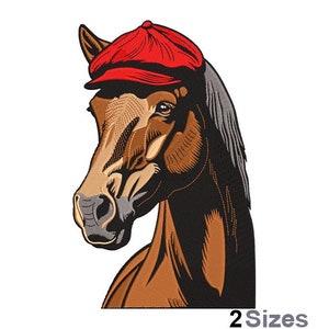 Hat On Horse Embroidery - Horse Embroidery - Animal Embroidery - Machine Embroidery Design - Digital Instant Download - 2 Sizes