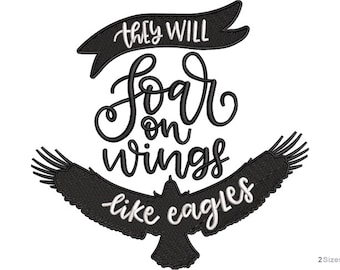Adler Zitat Stickdatei - Inspirierende Vogel Stickmuster - Stickdatei sofort herunterladen - 2 Größen