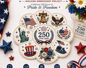 USA 250th Quilt Maschinenstickerei Projekt mit Anleitung und Vorlage's inklusive - Stolz und Freiheit 1776 Amerika Unabhängigkeit & Freiheit