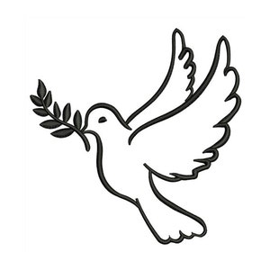 Dove & Branch Outline - Machine Borduurwerk Ontwerp - 2 Maten