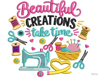 Wunderschöne Kreationen Stickdatei - Nähmaschine Stickerei Design - Sewing Lover Stickmuster - Digital Download - 2 Größen