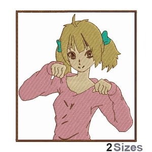 Anime Girl Embroidery - Japanese Embroidery - Cute Girl Embroidery - Machine Embroidery Design - Digital Instant Download - 2 Sizes