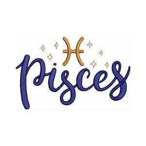 Pisces Zodiac Design - Astrology Fish Sign Stitch Pattern - Machine Embroidery Design - Digital Instant Download