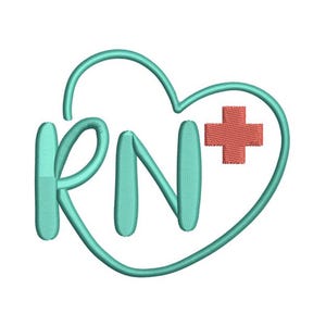 Registered Nurse - Machine Embroidery Design / Nurse Heart Sign embroidery Pattern / RN Essential Worker Digital Embroidery File