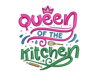 Queen Of Kitchen - Machine Borduurwerk Design - Keuken Borduurwerk Design - Koken Borduurwerk Patronen - Borduurbestanden - Instant Download
