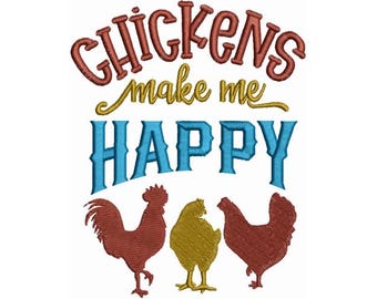 Chickens Embroidery - Farm Embroidery - Animal Embroidery - Hen Embroidery - Machine Embroidery Design - Digital Instant Download