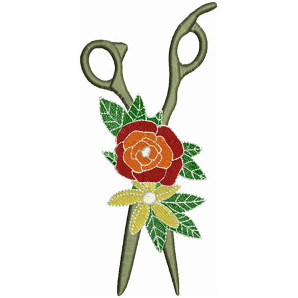 Flower Scissors - Floral Garden Sewing Decor - Floral Embroidery - Rose Embroidery -  Machine Embroidery Design - Digital Instant Download
