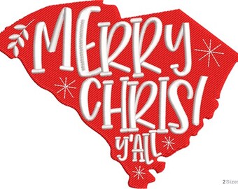 Frohe Weihnachten, Maschinenstickerei - Maschinenstickerei - digitaler Download - 2 Größen - Maschinenstickerei