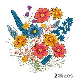 Wildflowers Embroidery - Floral Embroidery - Flower Embroidery - Machine Embroidery Design - Digital Instant Download - 2 Sizes