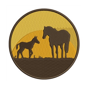 Horse With Foal - Machine Embroidery Design - 2 Sizes