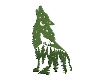 Howling Wolf - Machine Embroidery Design - 2 Sizes, Wild Life Embroidery Designs, Embroidery Patterns, Embroidery Files, Instant Download