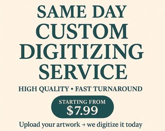 Digitaliseringsservice borduren op dezelfde dag | Aangepast logo digitaliseren voor machinaal borduren | Snelle levering, gemaakt in de VS