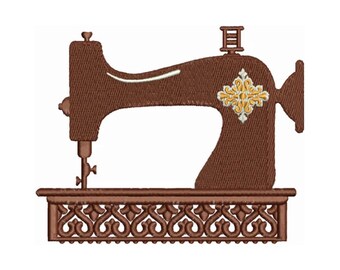 Brown Sewing Machine Embroidery Design - Vintage Style Decorative Stitching Pattern - Instant Download