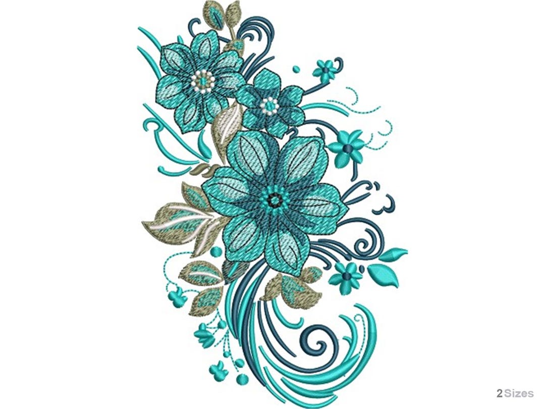 Floral Machine Embroidery Design - Flower Embroidery Pattern ...