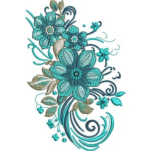 Floral Machine Embroidery Design - Flower Embroidery Pattern ...
