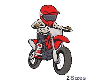 Bordado de niño corredor - Bordado de carreras - Bordado de motocicleta - Diseño de bordado a máquina - Descarga digital instantánea - 2 tamaños
