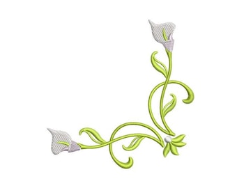 Calla Lily Coirner - Machine Embroidery Design - 2 Sizes