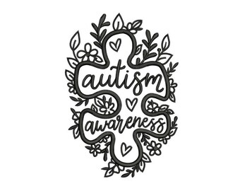 Autism Awareness Embroidery - Support Autism Embroidery - Unique Embroidery - Machine Embroidery Design - Digital Instant Download - 2 Sizes