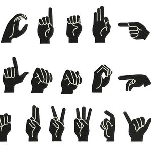 ASL Sign Language Alphabet Machine Embroidery Font / Digital Embroidery Font Alphabets / ASL Embroidery Font / Sign Language Embroidery Font