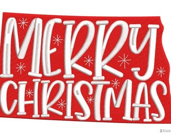 Frohe Weihnachten Stickerei Design - Weihnachten Schriftzug Maschinenstickerei Design - Urlaub Dekor - digitaler Download - 2 Größen