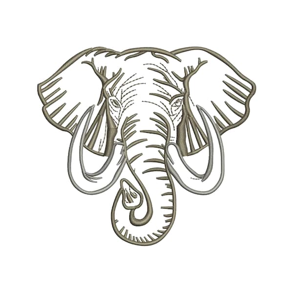 Elephant Face Outline Machine Embroidery Design,Elephant Trunk  Embroidery Designs, Embroidery Patterns,Embroidery Files,Instant Download