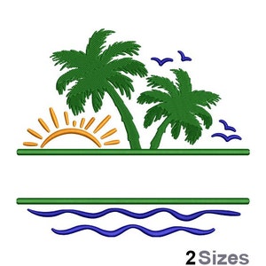 Palm Tree Namedrop Embroidery - Summer Embroidery - Palm Tree Embroidery - Machine Embroidery Design - Digital Instant Download - 2 Sizes