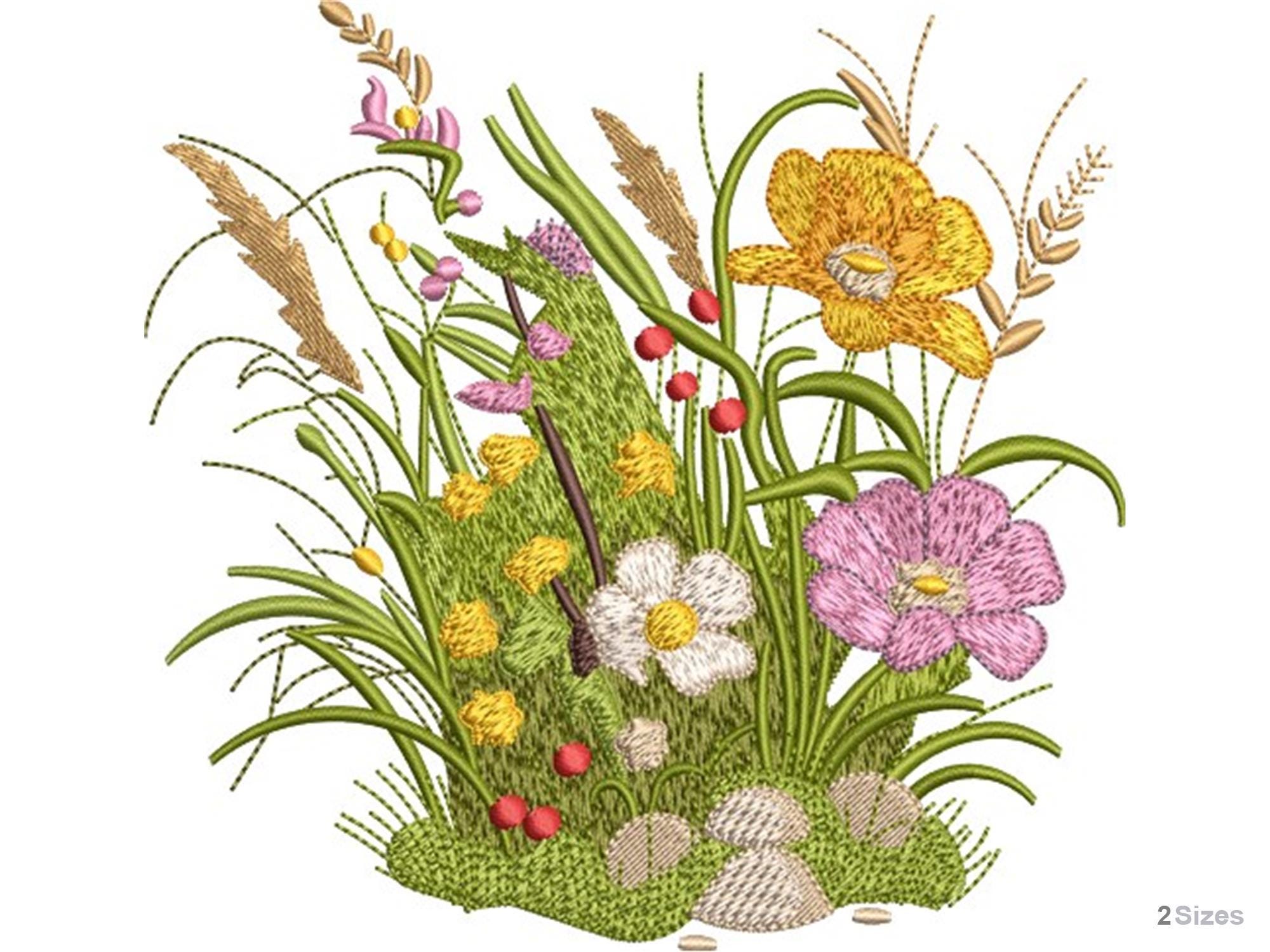 Wildflower Meadow - Machine Embroidery Design - Floral Field Flowers ...
