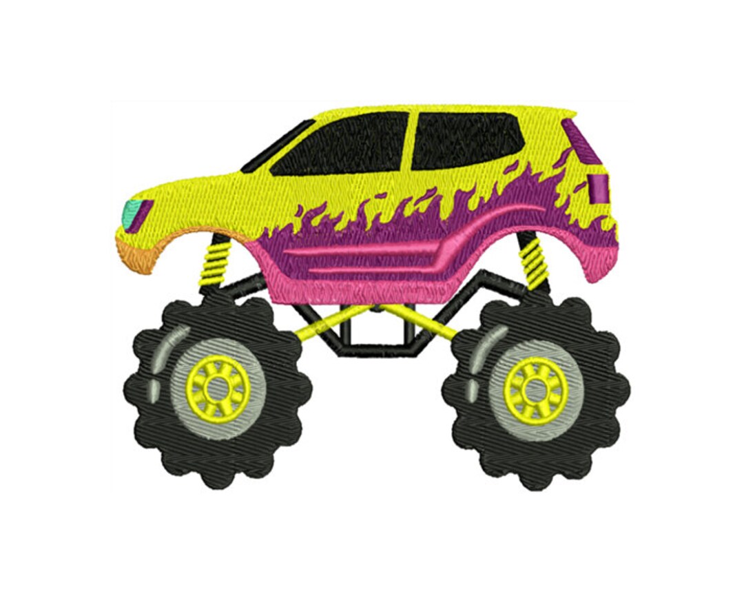 Monster Truck Machine Embroidery Design 2 Sizes, Kids Embroidery