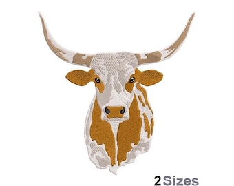 Longhorn Embroidery - Animal Embroidery - Horn Embroidery - Machine Embroidery Design - Digital Instant Download - 2 Sizes