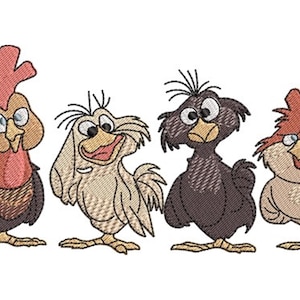 Funny Chickens Embroidery - Chicken Embroidery - Friends Embroidery - Machine Embroidery Design - Digital Instant Download - 2 Sizes