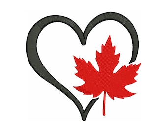 Maple Leaf Heart - Machine Embroidery Design - 2 Sizes