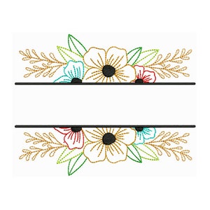 Flower Split - Machine Embroidery Design - 2 Sizes