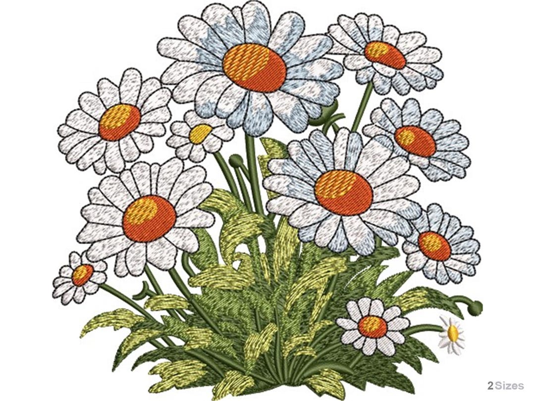 Daisy Floral Bouquet Machine Embroidery Design - Flower Bouquet Pattern ...