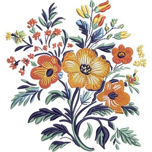 Garden Flowers Embroidery - Floral Embroidery - Colorful Embroidery - Machine Embroidery Design - Digital Instant Download- 2 Sizes