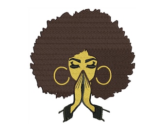 Afro Frau - Maschinenstickerei Design - 2 Größen